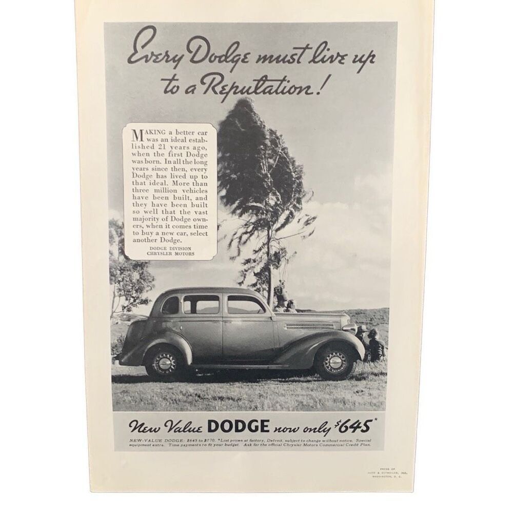 Vintage 1935 Dodge Live Up To A Reputation Ad Advertisement